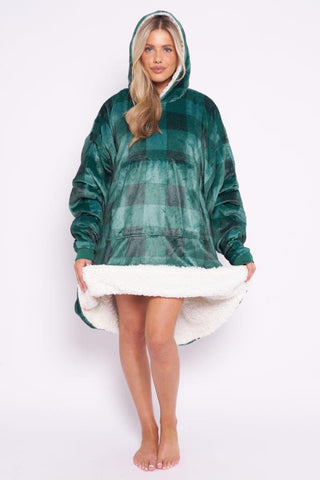 Check Hoodie Green - TheHugSnugStore