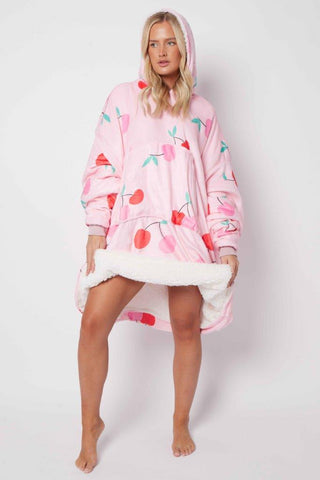 Cherries Pink Printed Hoodie