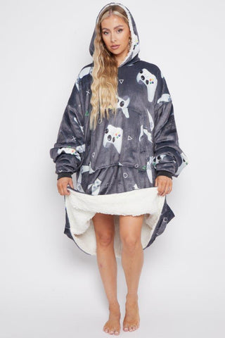 Gamer Printed Hoodie Charcoal - TheHugSnugStore