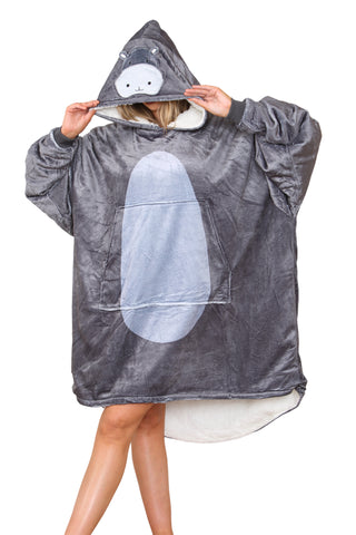 Hippo Face Printed Hoodie - TheHugSnugStore