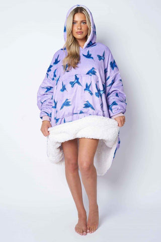 Humming Bird Lilac Printed Hoodie