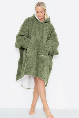 Teddy Hooded Blanket Green
