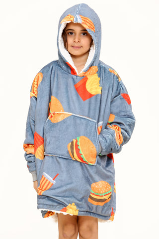 Burger & Fries kids Hoodie Grey