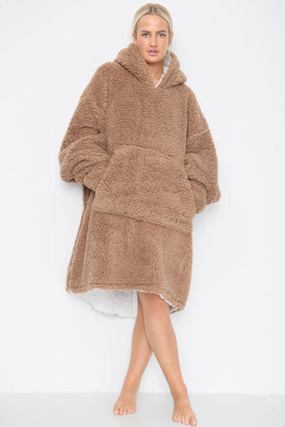 Teddy Hooded Blanket Natural - TheHugSnugStore