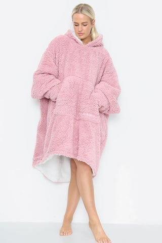 Teddy Hooded Blanket Blush Pink