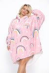 Rainbow Hearts Hoodie Blush Pink - TheHugSnugStore