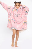 Kids Rainbow Heart Hoodie Blush Pink