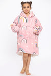 Kids Rainbow Heart Hoodie Blush Pink