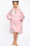 Kids Rainbow Heart Hoodie Blush Pink