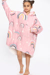 Kids Rainbow Heart Hoodie Blush Pink