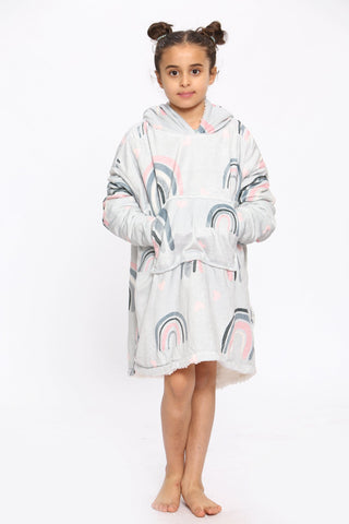 Kids Rainbow Hearts Hoodie Grey - TheHugSnugStore