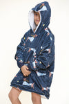 Snowy Dachshund Navy Kids Hoodie - TheHugSnugStore