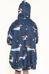 Snowy Dachshund Navy Kids Hoodie - TheHugSnugStore