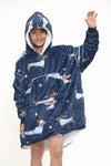Snowy Dachshund Navy Kids Hoodie - TheHugSnugStore